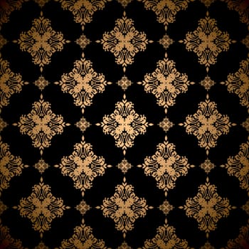 Gold floral abstract seamless wallpaper pattern background
