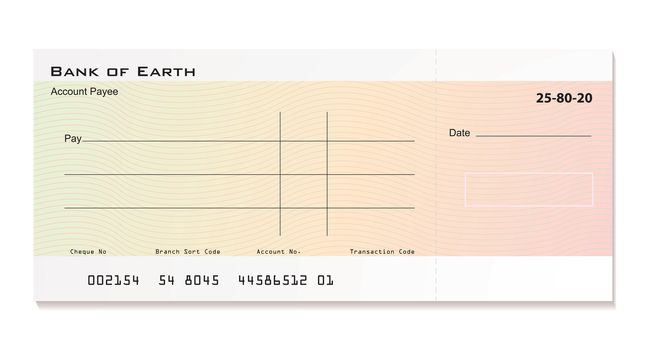 Illustrated bank cheque with room for your own details