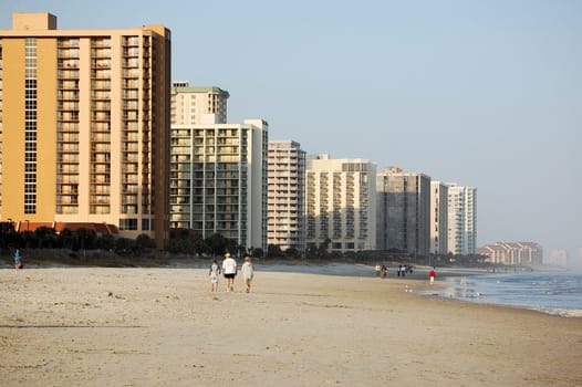 Walking along Myrtle Beach