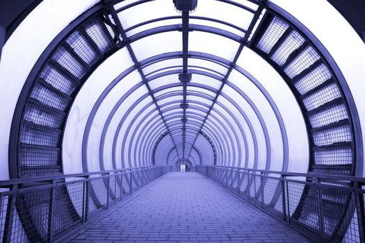 glass corridor of the street pedestrian crossing