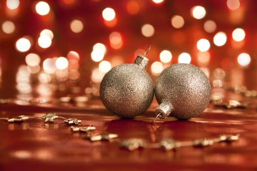 Christmas balls and lights. Shallow depth of field. aRGB.