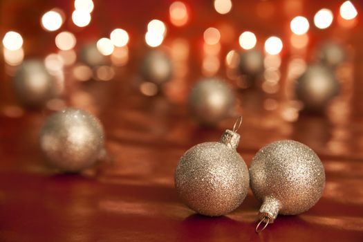 Christmas balls and lights. Shallow depth of field. aRGB.