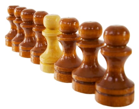 Abreast from black pawns one blanching on the white background