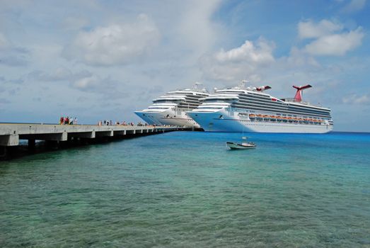 Cruise ships and cruise ship pier in Cozumel,Mexico