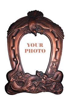 old antique photo frame isolated on white