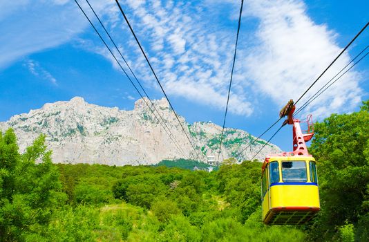 rope-way with tram on mountain Ai-Petri, Crimea