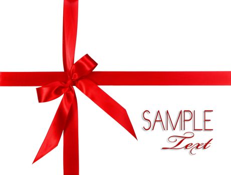 Big Red Holiday Bow Package on White Background With Copy Space