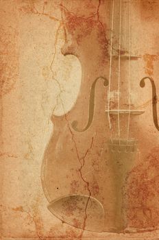 grunge music background with old fiddle