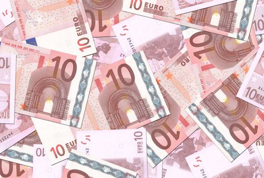 10 Euro notes background texture - mingled pile