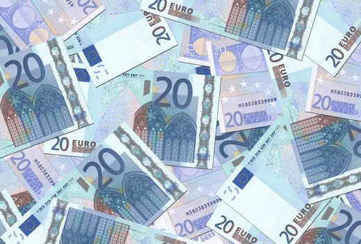 20 Euro notes background texture - mingled pile