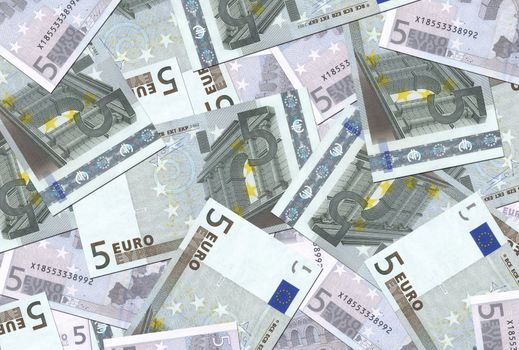 5 Euro notes background texture - mingled pile