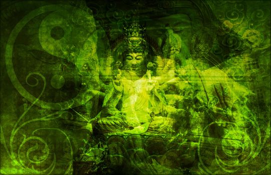 Chinese Temple in China Town Abstract Background