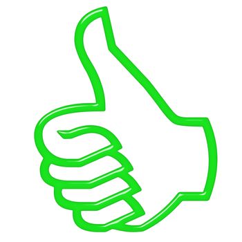 3d thumbs up isolated in white