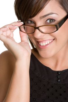 Smiling woman wearing eyeglasses