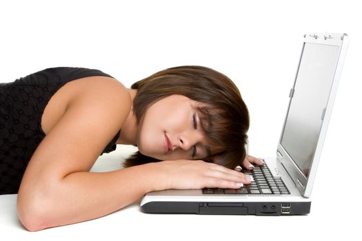 Girl sleeping on laptop