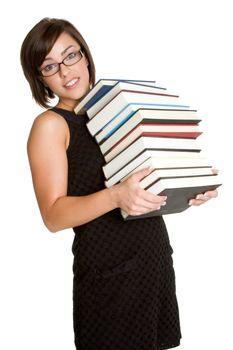 Pretty woman carrying school books