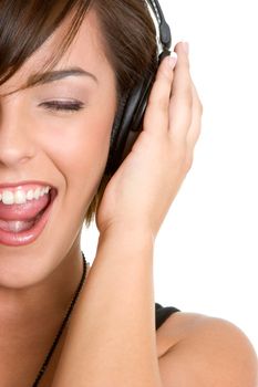 Music listening headphones girl