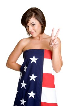 Beautiful girl wearing american flag