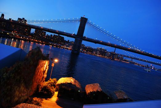 Fragment of Brooklyn Bridge in New York