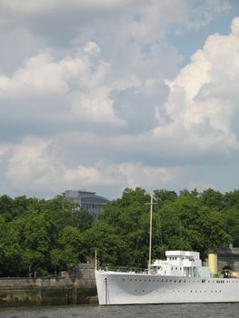 white ship at the port