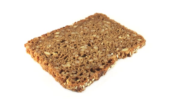 Fresh rye bread slice on white background