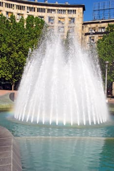 fountain and architecture background in center of Belgrade, Serbia