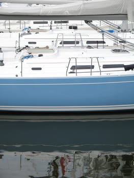 blue and white boat