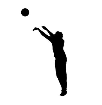 Black silhouette of basketball player over white