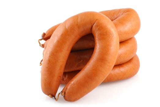 Bunch of (dutch) sausages isolated on white.