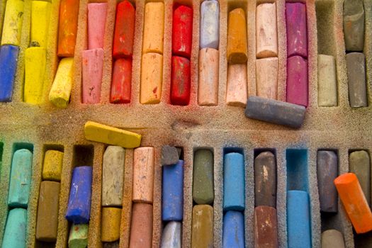 painter's full utensils of color, almost abstract