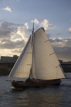 sailboat in the canals of Amsterdam, the netherlands