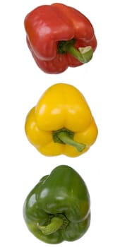 Three clean washed Bulgarian pepper with the torn off handles