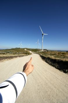 wind turbines black and white