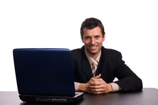 businessman over white studio background