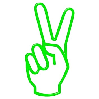 3d victory hand sign isolated in white