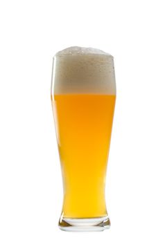 glass of bavarian wheat beer isolated on white