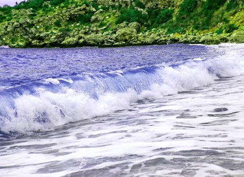 green coast and blue wave, adriatic sea