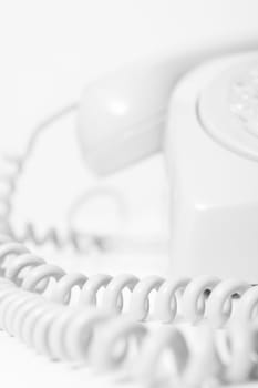 vintage gray telephone on white background

