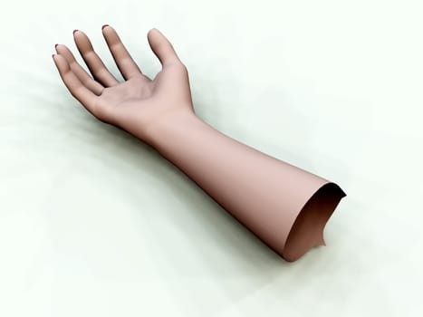 
A disembodied hand for Halloween, accident or medical concepts.
