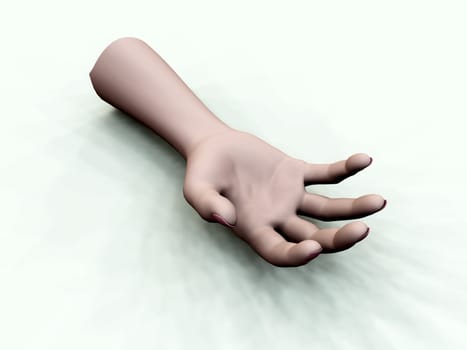 
A disembodied hand for Halloween, accident or medical concepts.
