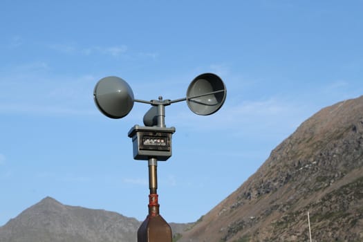 Wind speed detector in a mountain location.