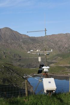 Remote weather sensors in a mountain environment.