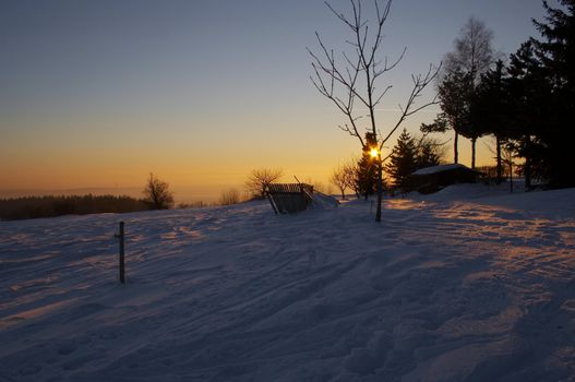 Shot of the winter landscape - sunset