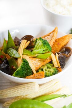 fresh and healthy tofu,beancurd with mix vegetables typical chinese dish