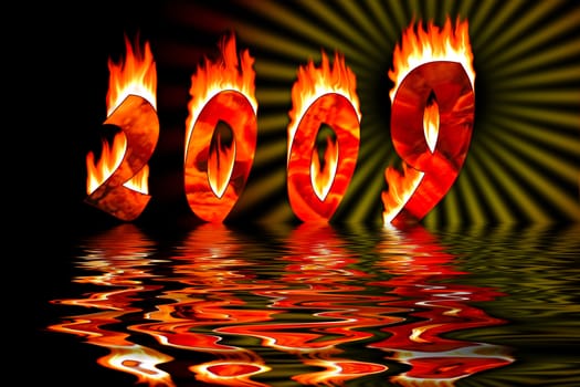 2009 new year numbers in fire flooding in water