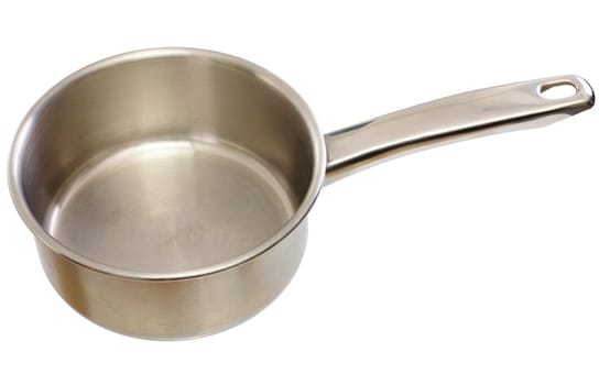 Metal kitchen ladle on a white background