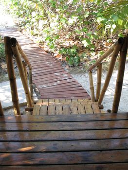 wooden steps to a path