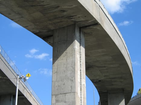 old concrete highway and blue sky