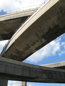 old concrete highway and blue sky