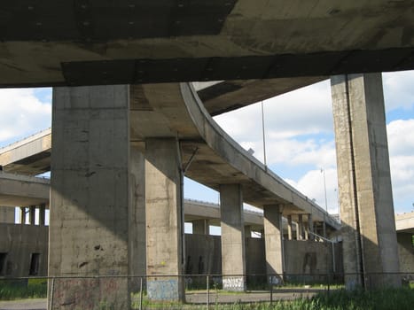 old concrete highway and blue sky